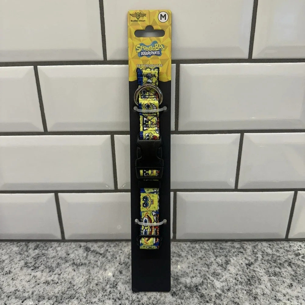Buckle-Down Dog Medium Collar SpongeBob SquarePants Yellow Cartoon Pet Accessory